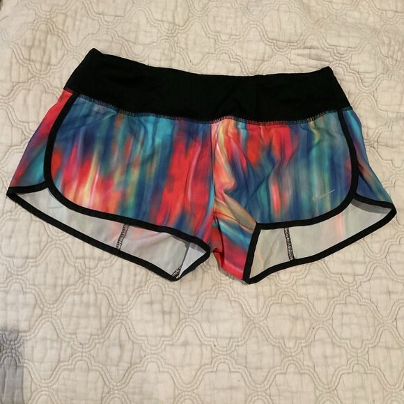 Nike 0911 dri-fit running shorts Woman’s watercolor Multicolor Print Small short - Picture 2 of 10